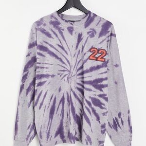 ASOS Purple & Gray Tie Dye Long Sleeve Oversized T-Shirt